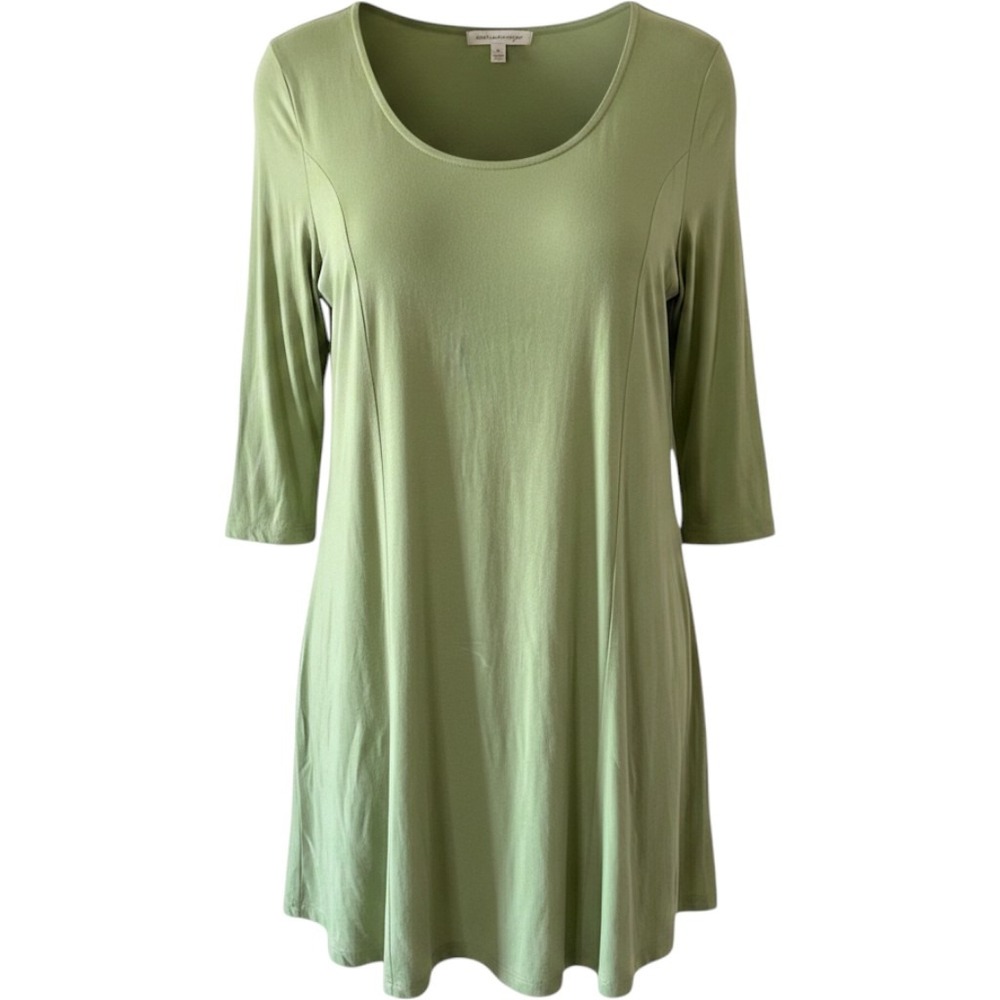 Soft Surroundings Women's 3/4 Sleeve Green Blouse Size M Y2K Tunic Top